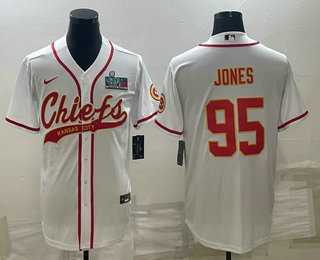 Men's Kansas City Chiefs #95 Chris Jones White With Super Bowl LVII Patch Cool Base Stitched Baseball Jersey,We sell and wholesale Men's Kansas City Chiefs #95 Chris Jones White With Super Bowl LVII Patch Cool Base Stitched Baseball Jersey on line form chian!